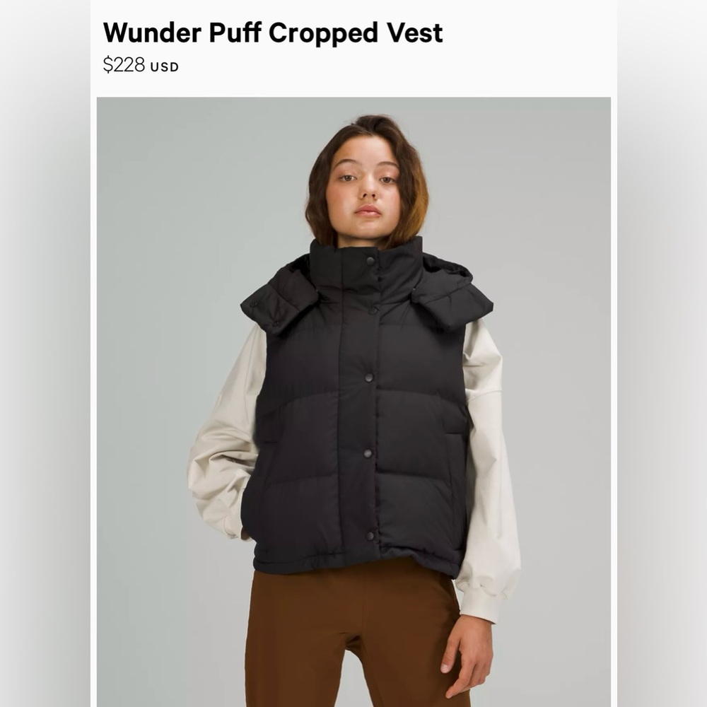 Like New great condition Lululemon cropped puffy vest